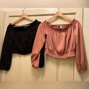 Set of 2 H&M Off-the-shoulder Peasant Blouses - M